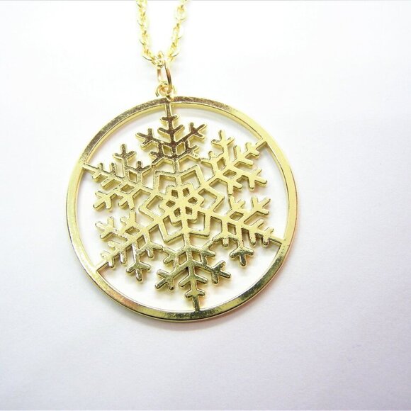 Hand Crafted Jewelry - Gold Chrome Laser-cut Snowflake Necklace